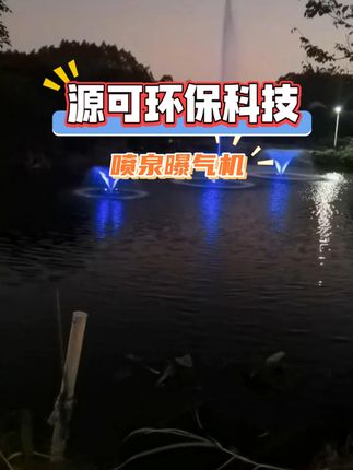 这个喷泉曝气机晚上好不好看#喷泉曝气机 #水生态保护 #智能化喷泉曝气机 #喷泉曝气机厂家 #源可环保科技